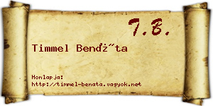 Timmel Benáta névjegykártya
